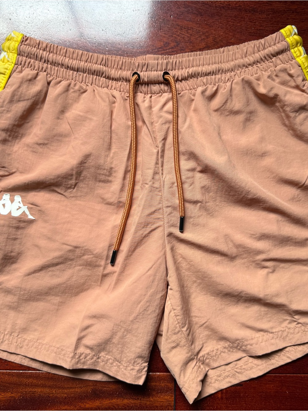Kappa Peach/Tan Swim Shorts with Yellow Side Trim